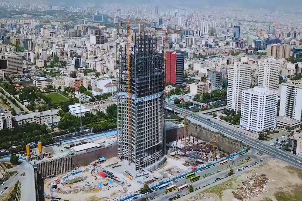نمای پروژه برج های دوقلو مخابرات شهر تهران